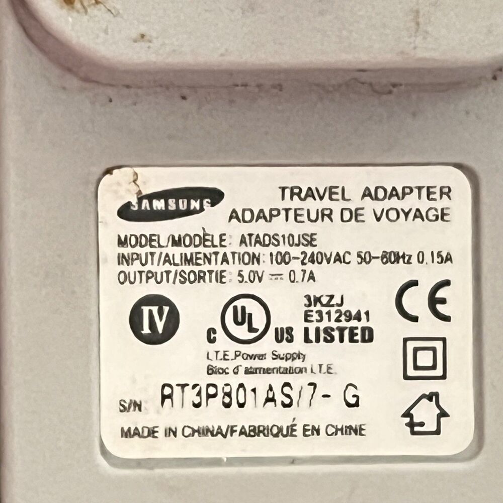 Genuine Samsung AC Power Adapter ATADS10JSE Cell Phone Wall Travel 5V 0.7A